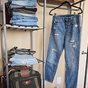 Distressed Blue 501 Levis Denim Jeans